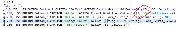 to addColumn at Col 2